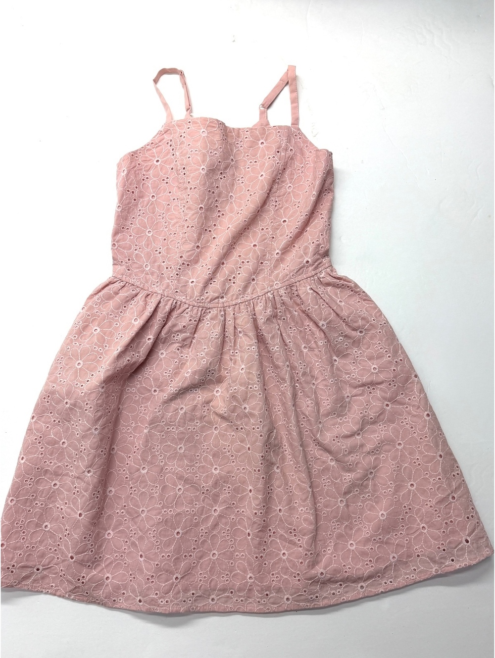 Art Class Girls Pink Eyelet Sleeveless Dress Cutout Back Bow Detail Size 10/12
